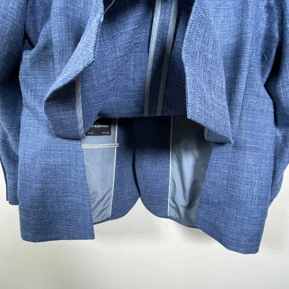 Joseph Abboud Sport Coat Mens 46R Blue Wool Silk Linen Wedding Modern Fit Blazer